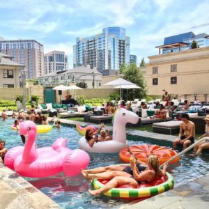 People having a pool party