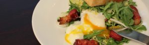 Poached egg and bacon